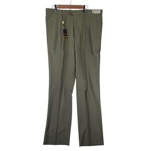 Gianni Manzoni Olive Green Wool Dress Pants Men's 40 Italy Super 120s‎ Formal